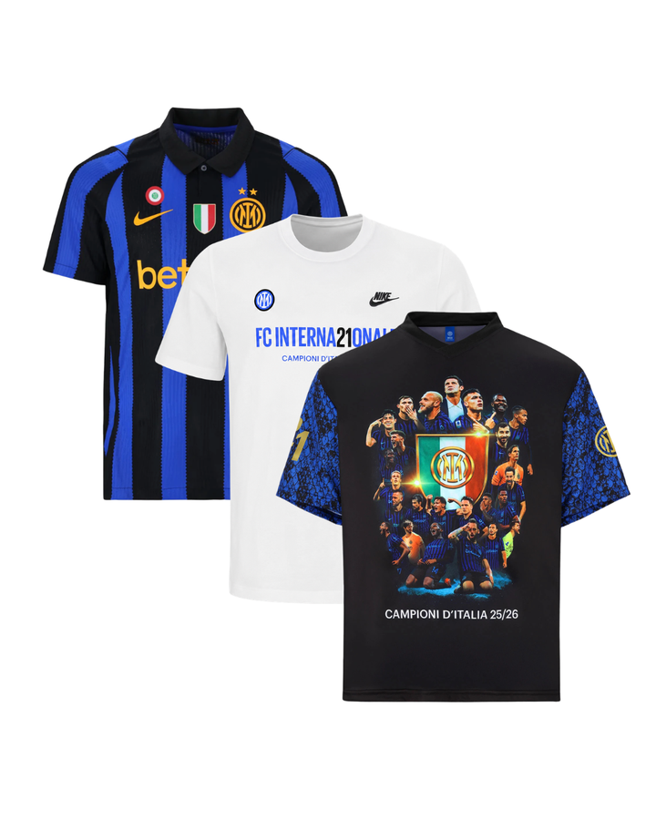 BUNDLE INTERNA21ONALE - 3 MAGLIE INTER (26/27 HOME/CELEBRATIVA NERA/CELEBRATIVA BIANCA)